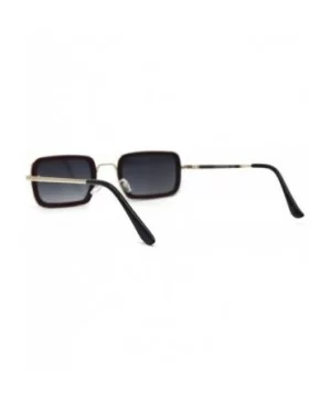 Dad Shade Double Rim Narrow Rectangle Sunglasses - Gold Burgundy Smoke - CU196IR223T $7.15 Rectangular