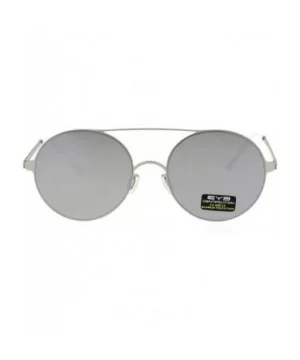 Color Mirrored Lens Round Double Bridge Metal Rim Retro Sunglasses - Silver Mirror - CF18E62T6OA $8.14 Round