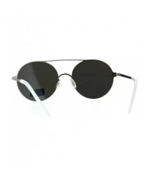 Color Mirrored Lens Round Double Bridge Metal Rim Retro Sunglasses - Silver Mirror - CF18E62T6OA $8.14 Round