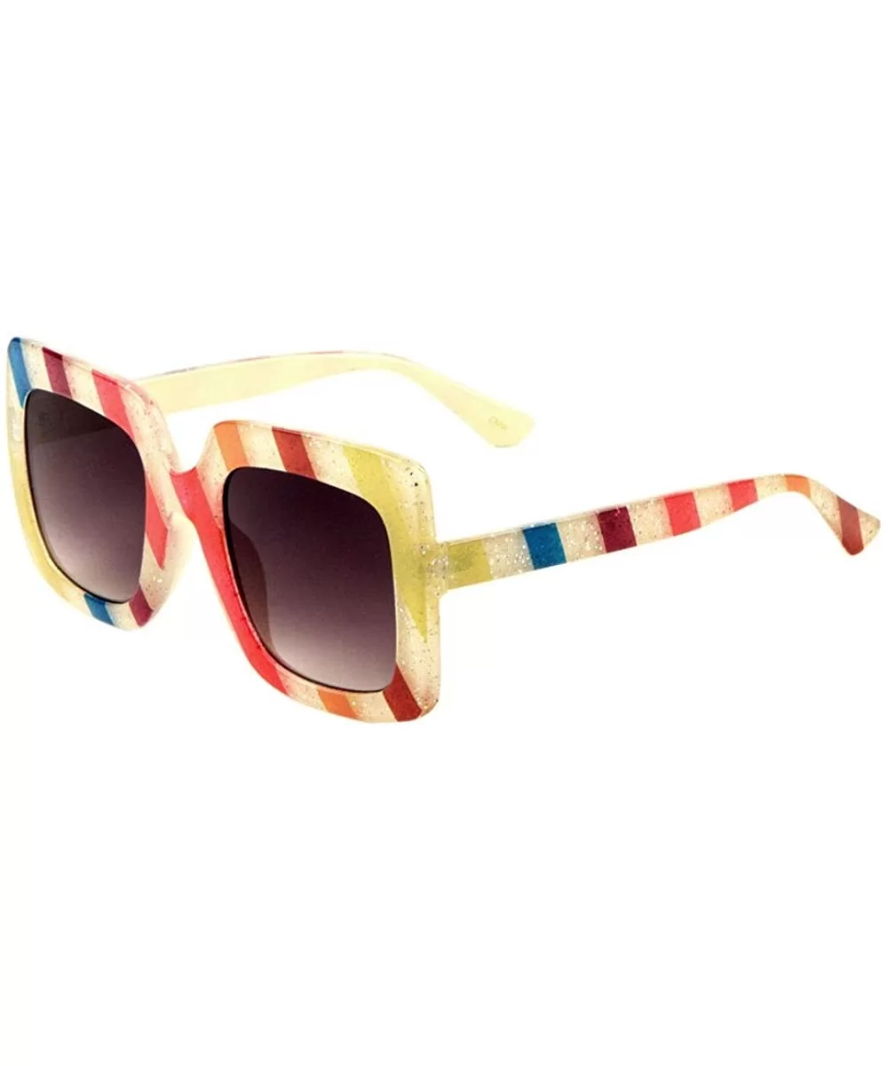 Oversized Flat Lens Retro Square Sunglasses - Smoke Multicolor - CW197YLQSEX $10.76 Oversized