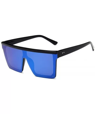 Unisex Polarized Sunglasses Oversized Fashion Shades For Men/Women - Medium Black Frame + Blue Lens - CR18X02HOUG $10.38 Over...