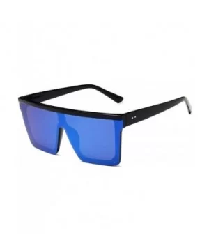 Unisex Polarized Sunglasses Oversized Fashion Shades For Men/Women - Medium Black Frame + Blue Lens - CR18X02HOUG $10.38 Over...