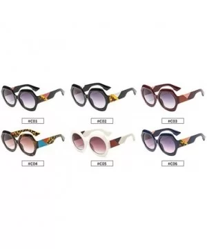 Mixed Colors Arm Retro Polygon Sunglasses Women Brand Designer Fashion Round Sun Glasses UV400 - White - CW18NKRH87R $7.16 Round