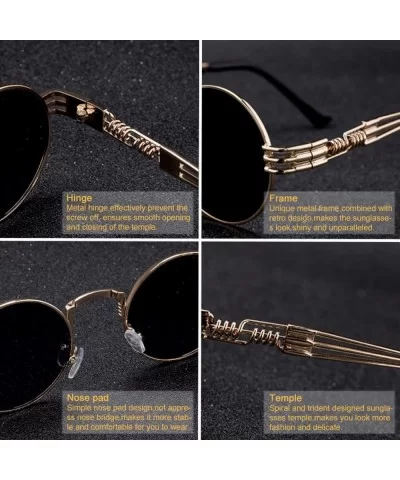 New Fashion Retro Steampunk Round Metal Sunglasses Men And Women Double Spring Leg Colorful Eyewear UV400 - CD197A3070K $28.3...