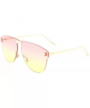 Oceanic Color Rimless Designer Inspired One Piece Shield Sunglasses - Pink Yellow - CB197S7KGYM $11.19 Shield