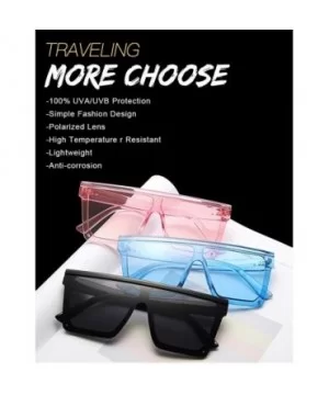 Unisex Polarized Sunglasses Oversized Fashion Shades For Men/Women - Medium Black Frame + Blue Lens - CR18X02HOUG $10.38 Over...