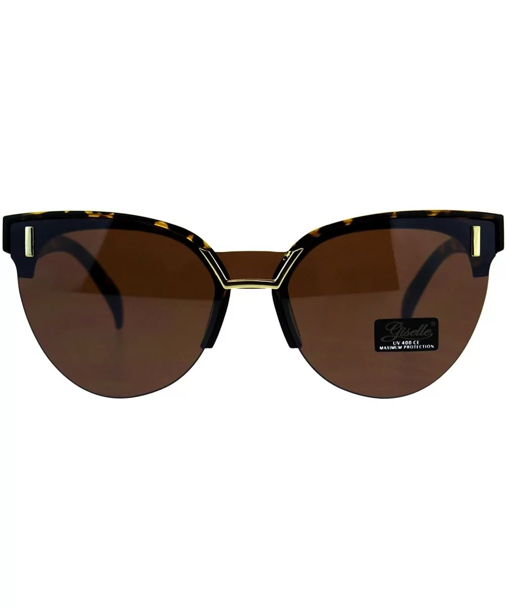 Giselle Womens Sunglasses Chic Design Half Rim Butterfly Shades UV 400 - Tortoise (Brown) - CC18E0UKM2O $8.95 Square