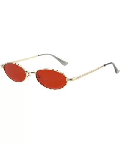 Mens Narrow Oval Metal Rim Classic Pimp Sunglasses - Gold Red - CS18GGLDUCN $7.81 Oval