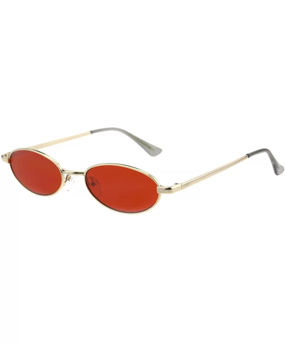 Mens Narrow Oval Metal Rim Classic Pimp Sunglasses - Gold Red - CS18GGLDUCN $7.81 Oval