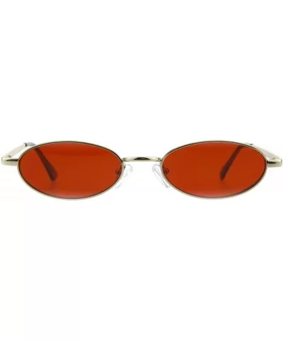 Mens Narrow Oval Metal Rim Classic Pimp Sunglasses - Gold Red - CS18GGLDUCN $7.81 Oval