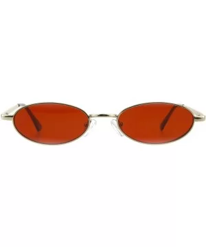 Mens Narrow Oval Metal Rim Classic Pimp Sunglasses - Gold Red - CS18GGLDUCN $7.81 Oval