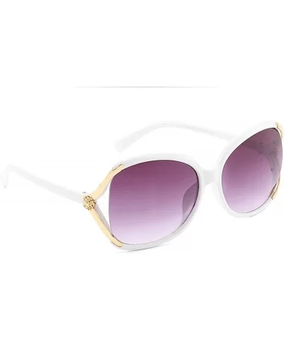 Retro Classic Flower Sunglasses for Women metal AC UV 400 Protection Sunglasses - White - CE18SAQZ9W3 $9.61 Square