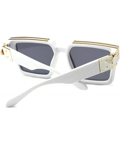 Retro Millionaire Sunglasses Square Metal punk Rock Hip hop Sunglasses men women - 5 - CM194AUIGSN $10.90 Rectangular