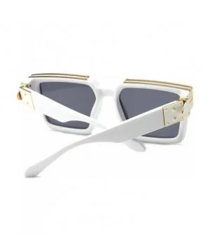 Retro Millionaire Sunglasses Square Metal punk Rock Hip hop Sunglasses men women - 5 - CM194AUIGSN $10.90 Rectangular