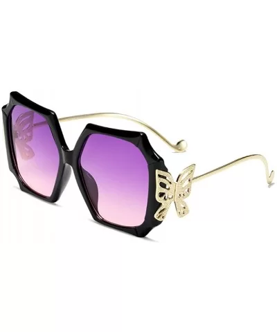 Retro Square Sunglasses-Fashion Owersized Shade Glasses-Polarized Eyewear - A - C5190EDC4MQ $31.88 Rimless