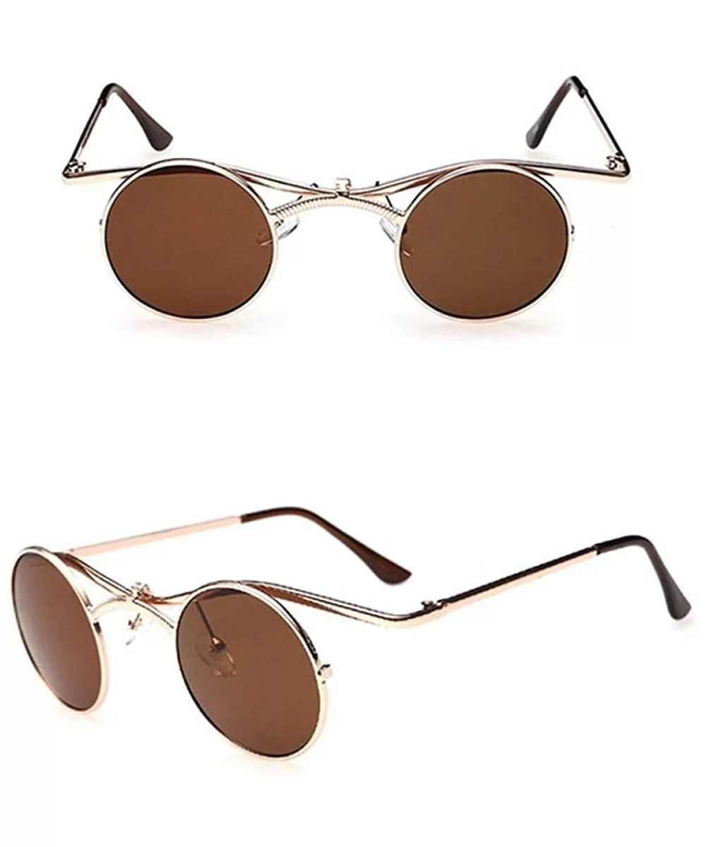 Gothic Men Women Sunglasses Gafas Round Metal Frame Steampunk C7 - C1 - CQ18YLZG4ZD $7.99 Aviator