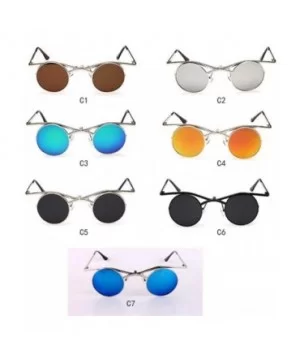 Gothic Men Women Sunglasses Gafas Round Metal Frame Steampunk C7 - C1 - CQ18YLZG4ZD $7.99 Aviator