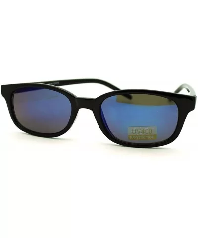 Classic Oval Shaped Black Plastic Sunglasses with Blue Mirrored Color Lens - CT11YSKSNXL $8.17 Oval