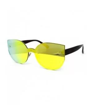 7076 Oversized XL Wraparound One Piece Rimless Shield Cateye Sunglasses - Wraparound One Piece - CH184YYAHH0 $9.17 Rimless