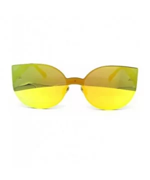 7076 Oversized XL Wraparound One Piece Rimless Shield Cateye Sunglasses - Wraparound One Piece - CH184YYAHH0 $9.17 Rimless