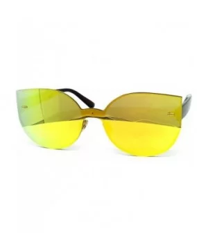 7076 Oversized XL Wraparound One Piece Rimless Shield Cateye Sunglasses - Wraparound One Piece - CH184YYAHH0 $9.17 Rimless