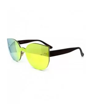 7076 Oversized XL Wraparound One Piece Rimless Shield Cateye Sunglasses - Wraparound One Piece - CH184YYAHH0 $9.17 Rimless