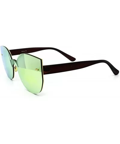 7076 Oversized XL Wraparound One Piece Rimless Shield Cateye Sunglasses - Wraparound One Piece - CH184YYAHH0 $9.17 Rimless