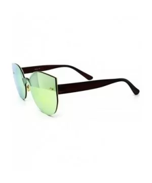 7076 Oversized XL Wraparound One Piece Rimless Shield Cateye Sunglasses - Wraparound One Piece - CH184YYAHH0 $9.17 Rimless