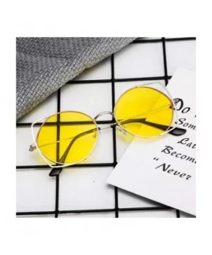 Sunglasses For Women - Cat Eye Mirrored Flat Lenses Metal Frame Sunglasses - Yellow - CW18RDQZ8EO $5.12 Cat Eye