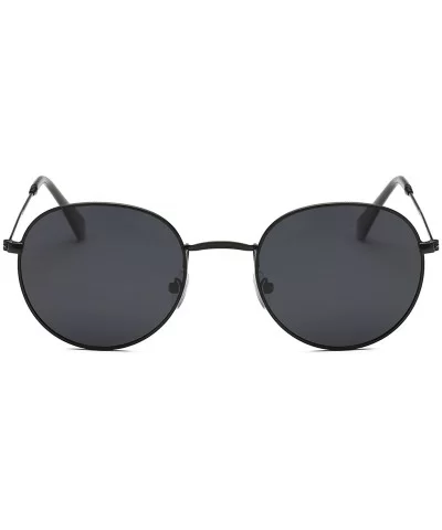 Small Unisex Classic Vintage Round Mirror Lens Polarized Sunglasses LK1702 3447 - Black/Grey - CS12OBT0H0V $7.68 Round