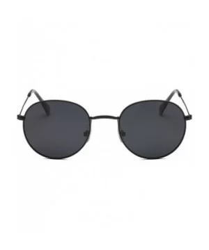 Small Unisex Classic Vintage Round Mirror Lens Polarized Sunglasses LK1702 3447 - Black/Grey - CS12OBT0H0V $7.68 Round