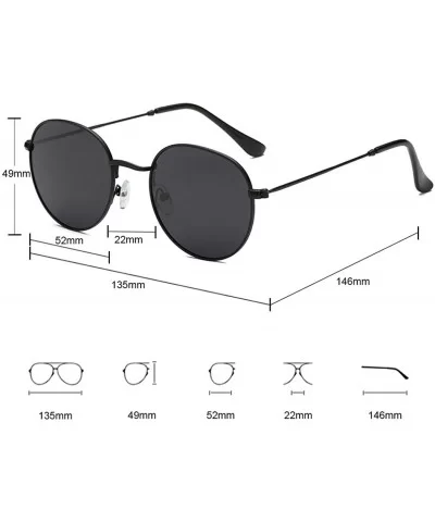 Small Unisex Classic Vintage Round Mirror Lens Polarized Sunglasses LK1702 3447 - Black/Grey - CS12OBT0H0V $7.68 Round