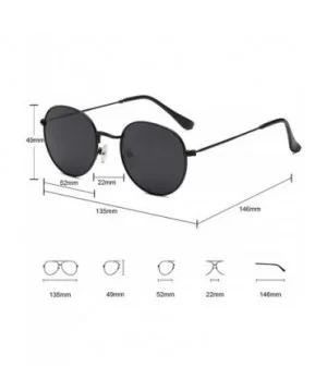 Small Unisex Classic Vintage Round Mirror Lens Polarized Sunglasses LK1702 3447 - Black/Grey - CS12OBT0H0V $7.68 Round