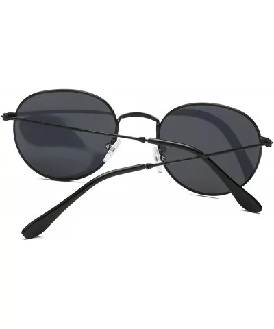 Small Unisex Classic Vintage Round Mirror Lens Polarized Sunglasses LK1702 3447 - Black/Grey - CS12OBT0H0V $7.68 Round