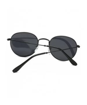 Small Unisex Classic Vintage Round Mirror Lens Polarized Sunglasses LK1702 3447 - Black/Grey - CS12OBT0H0V $7.68 Round