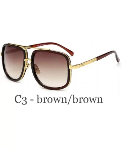 Oversized Men Sunglasses Luxury Women Sun Glasses Square Retro - C3 - CM194ONQG5M $27.32 Rectangular