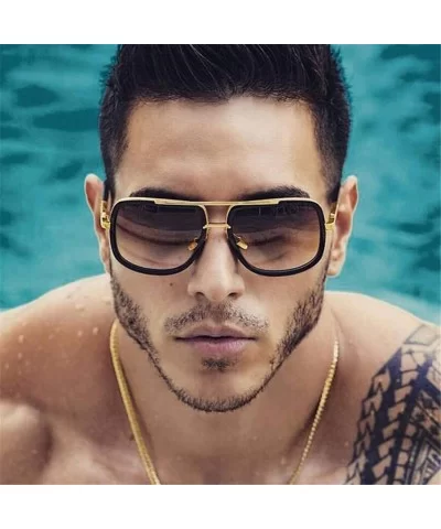 Oversized Men Sunglasses Luxury Women Sun Glasses Square Retro - C3 - CM194ONQG5M $27.32 Rectangular