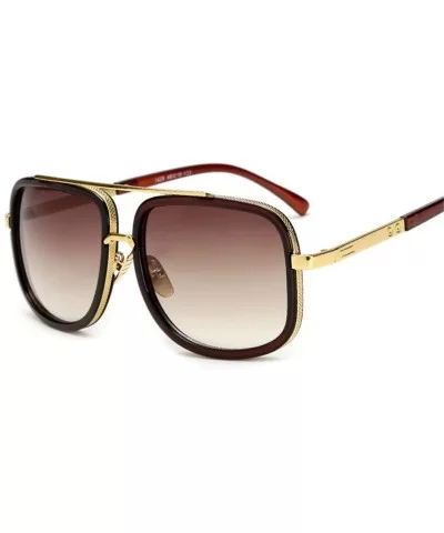 Oversized Men Sunglasses Luxury Women Sun Glasses Square Retro - C3 - CM194ONQG5M $27.32 Rectangular