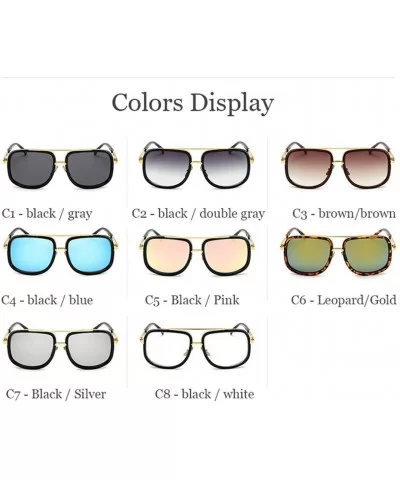 Oversized Men Sunglasses Luxury Women Sun Glasses Square Retro - C3 - CM194ONQG5M $27.32 Rectangular