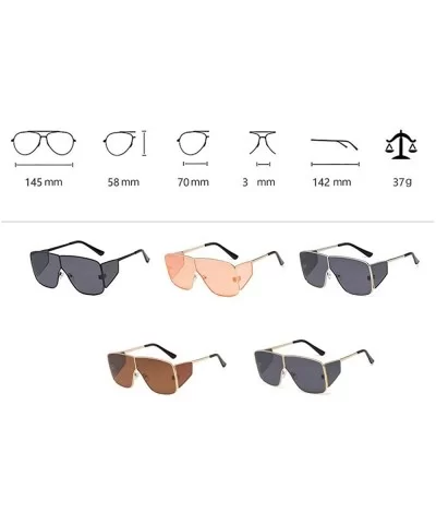 Fashion Sunglasses Luxury Oversized Glasses - Gold&gray - CK18YK24R0U $11.34 Square