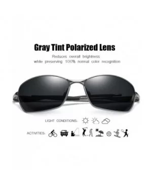 Wraparound Polarized Sunglasses Rectangle Gunmetal - Gunmetal / Gray - CA18OSL6K0O $14.90 Oversized