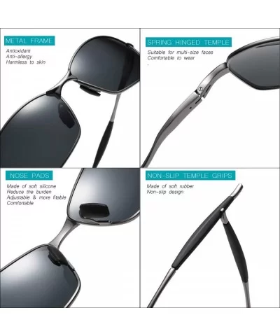 Wraparound Polarized Sunglasses Rectangle Gunmetal - Gunmetal / Gray - CA18OSL6K0O $14.90 Oversized