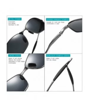 Wraparound Polarized Sunglasses Rectangle Gunmetal - Gunmetal / Gray - CA18OSL6K0O $14.90 Oversized