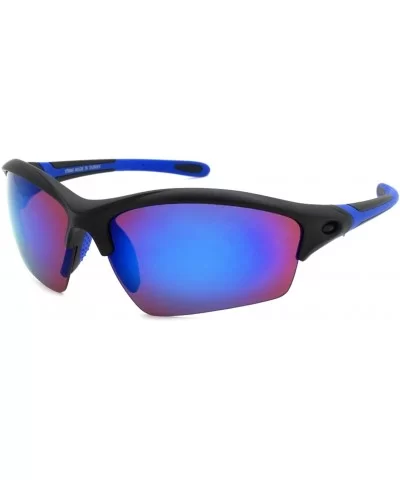 Men's Half Rim Sports Sunglasses with Color Mirrored Lens 570060/REV - Matte Black - CN1271CS751 $7.08 Rimless