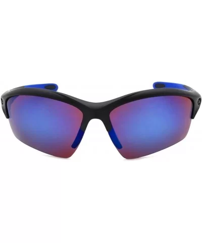 Men's Half Rim Sports Sunglasses with Color Mirrored Lens 570060/REV - Matte Black - CN1271CS751 $7.08 Rimless