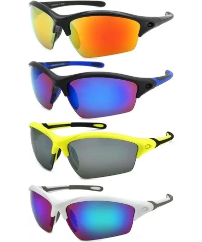 Men's Half Rim Sports Sunglasses with Color Mirrored Lens 570060/REV - Matte Black - CN1271CS751 $7.08 Rimless