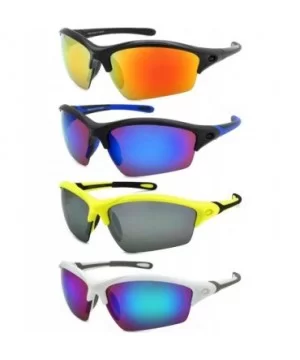 Men's Half Rim Sports Sunglasses with Color Mirrored Lens 570060/REV - Matte Black - CN1271CS751 $7.08 Rimless