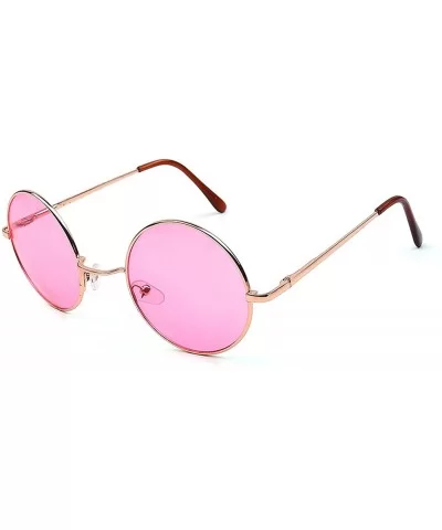 Women's SJT-TZ Colored Tinted Lens Retro Metal Round Sunglasses - Pink - C012D7YCEZL $4.76 Round