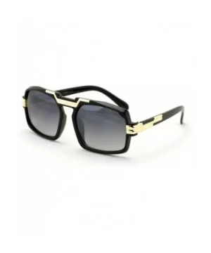 Gloss Black Gold Entertainer Hipster Sunglasses with Metal Trimming and Smoke Lens - C5180HHDHK9 $6.97 Square