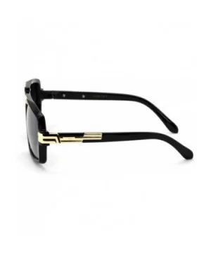 Gloss Black Gold Entertainer Hipster Sunglasses with Metal Trimming and Smoke Lens - C5180HHDHK9 $6.97 Square